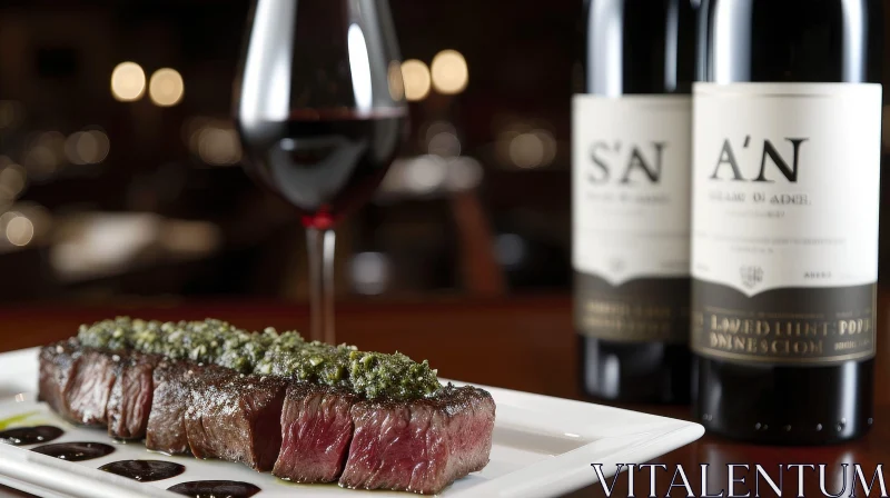 AI ART Delicious Steak with Red Wine | Culinary Delight