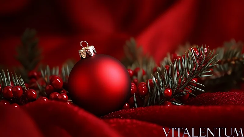 Festive Red Holiday Ornament Display AI Image