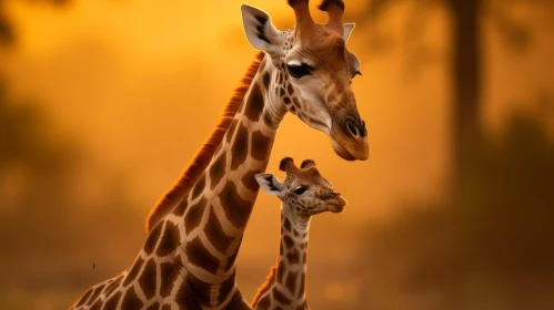 Graceful Giraffes in Nature: A Heartwarming Sunset Scene