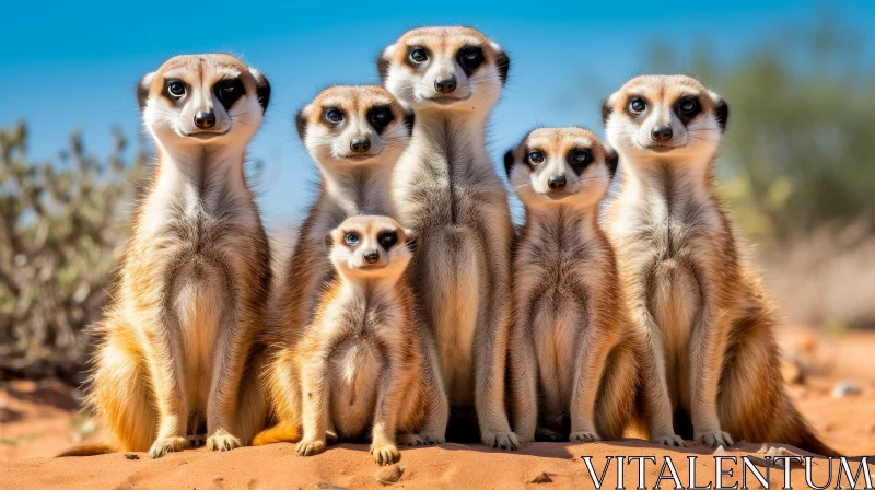 Meerkats in Desert - Wildlife Photography AI Image