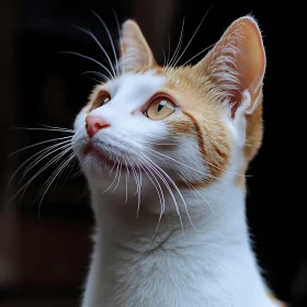 Cat Portrait with Golden Eyes and Whiskers