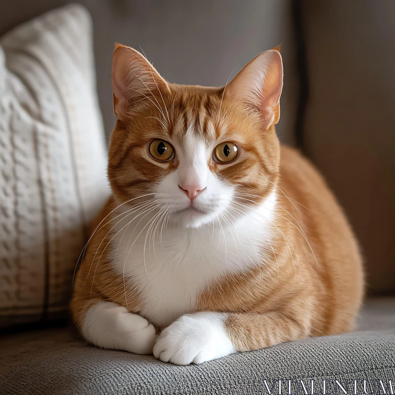 Charming Orange Tabby Cat with White Markings AI Image