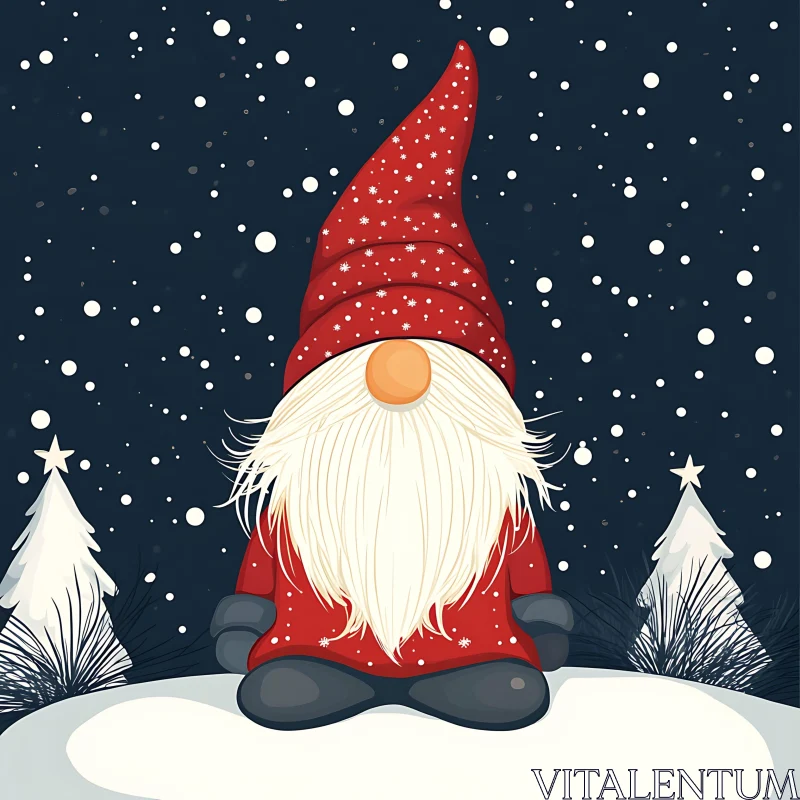 Festive Gnome in Winter Wonderland AI Image