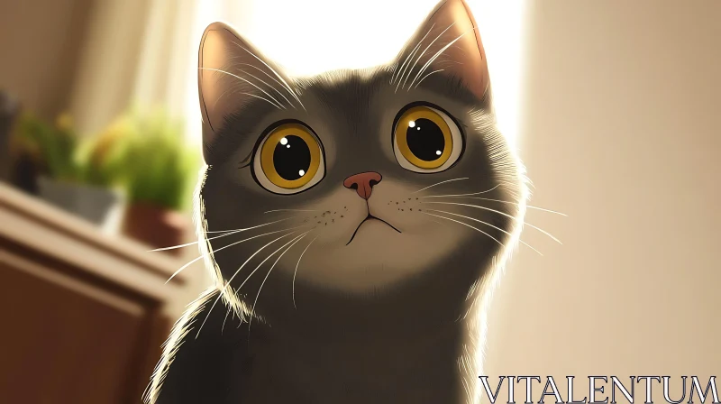 Cute Kitten Portrait with Charming Eyes AI Image