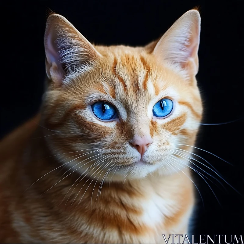 Blue-Eyed Ginger Cat Portrait AI Image