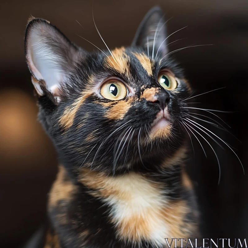 Expressive Tortoiseshell Cat with Striking Eyes AI Image