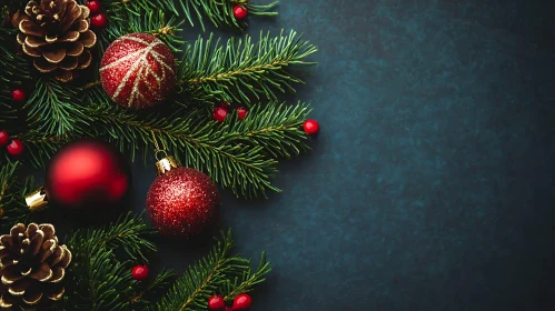 Holiday Ornaments and Pinecones Decoration