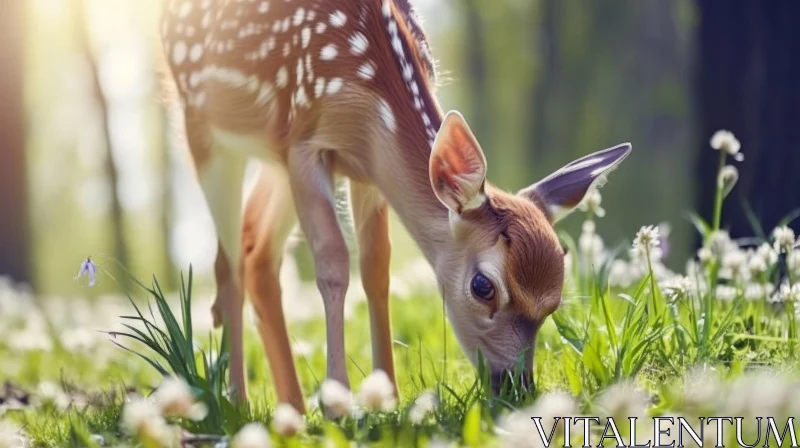 Captivating White-Tailed Deer Fawn Portrait in a Field AI Image