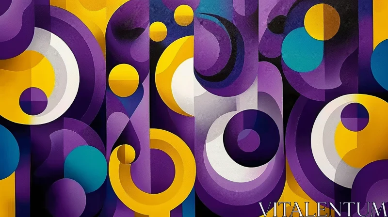 Colorful Abstract Painting with Geometric Shapes AI Image