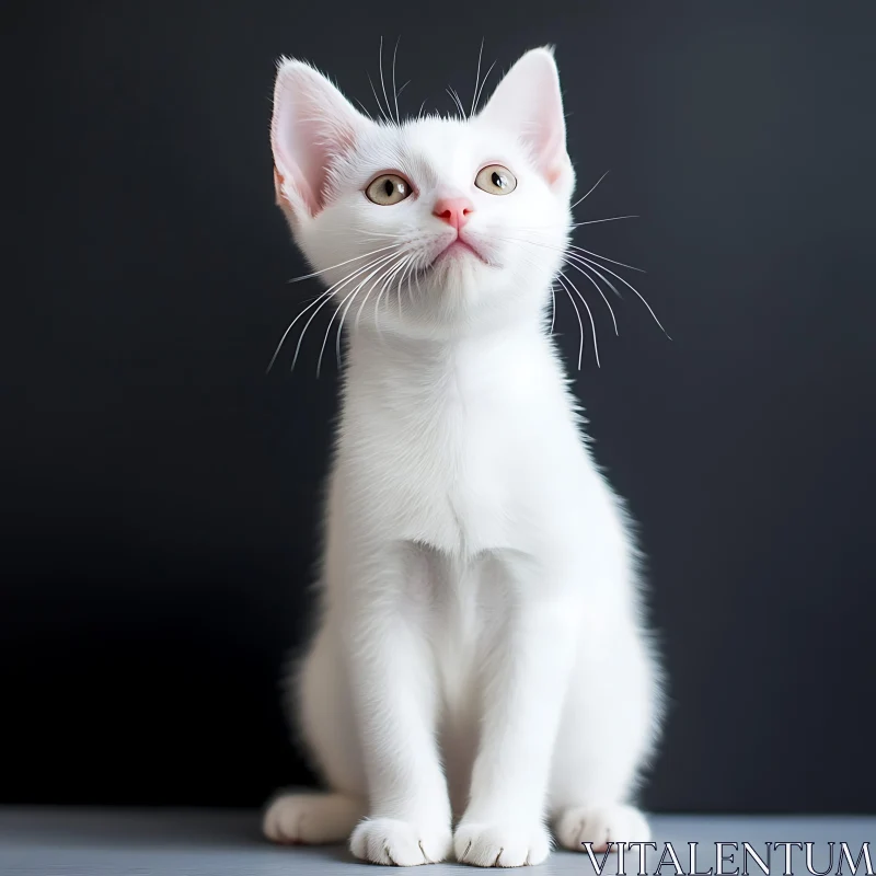 Charming White Kitten Portrait AI Image