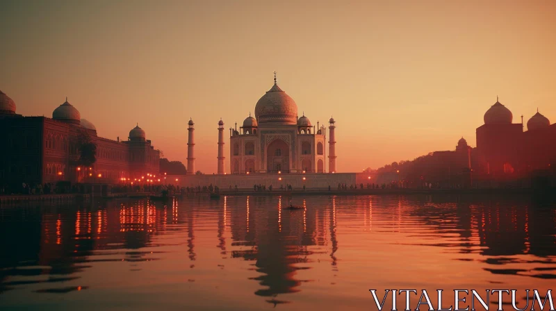 Sunrise in the Evening: Captivating Taj Mahal at City Known for Biblical Grandeur AI Image