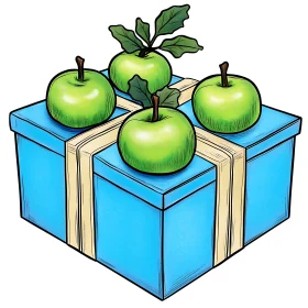 Gift Box Decorative Art with Apples