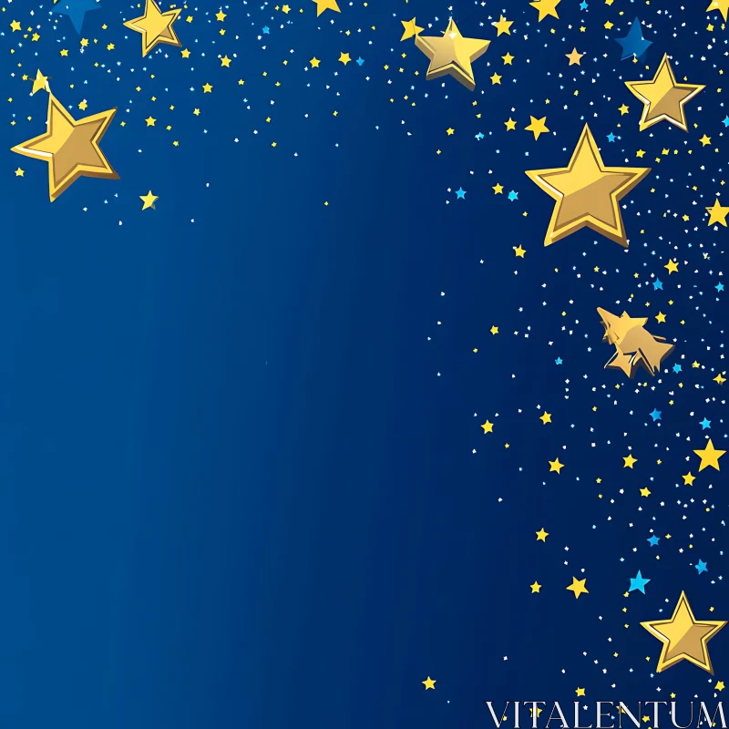 Starry Background with Yellow and Golden Stars AI Image