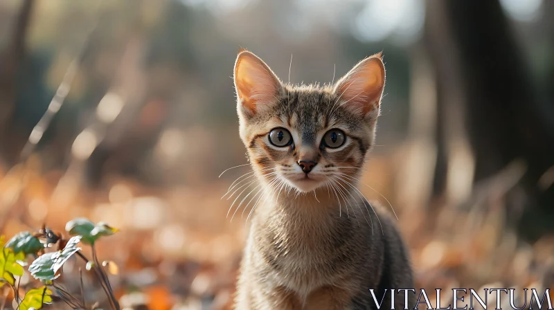 AI ART Tabby Kitten in Autumn Woods