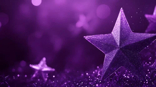 Purple Glittering Star in Abstract Design