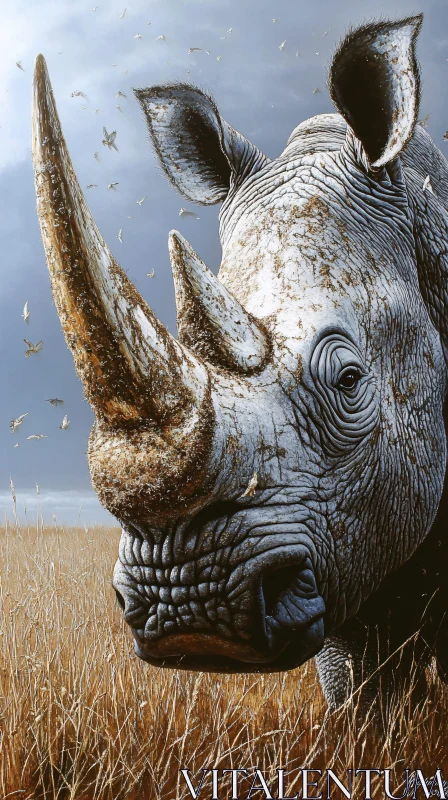 AI ART Rhinoceros in Open Plains