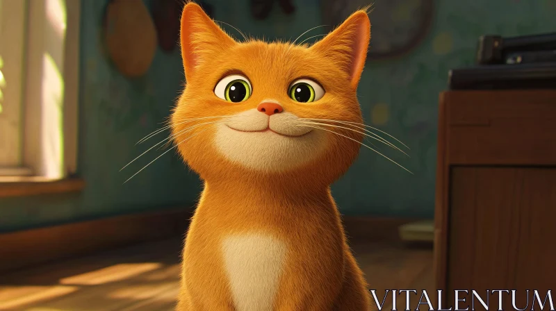 Charming Animated Orange Cat AI Image