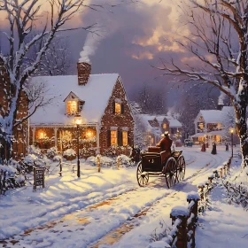 Picturesque Snowy Village at Dusk