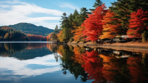 Autumn Reflections: A Fusion of Crimson and Emerald