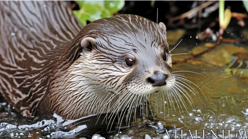 Close-Up Wildlife Photography: Captivating Wild Otter in Natural Habitat AI Image