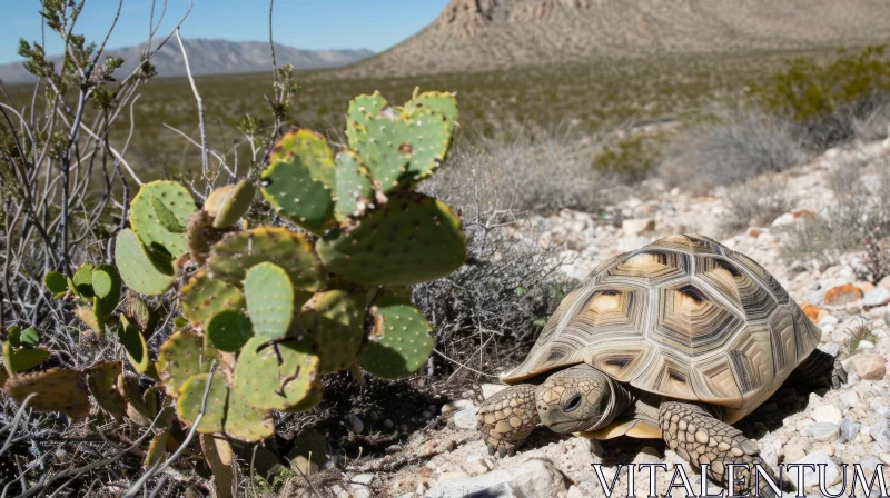 Desert Tortoise in Natural Habitat | Brown and Yellow Shell AI Image