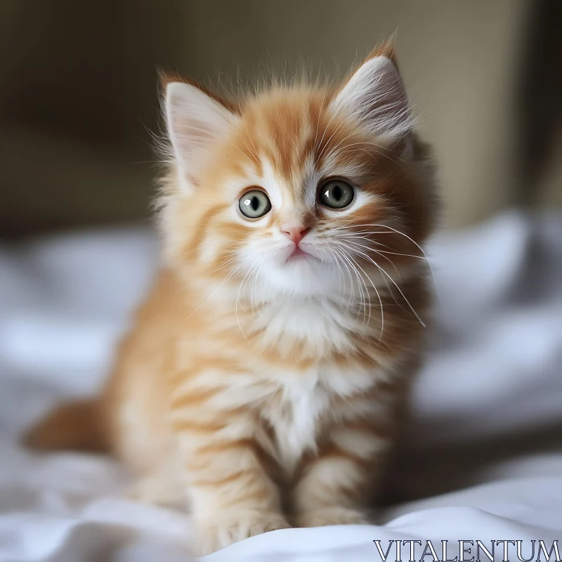 Cute Ginger Kitten with Fluffy Fur AI Image