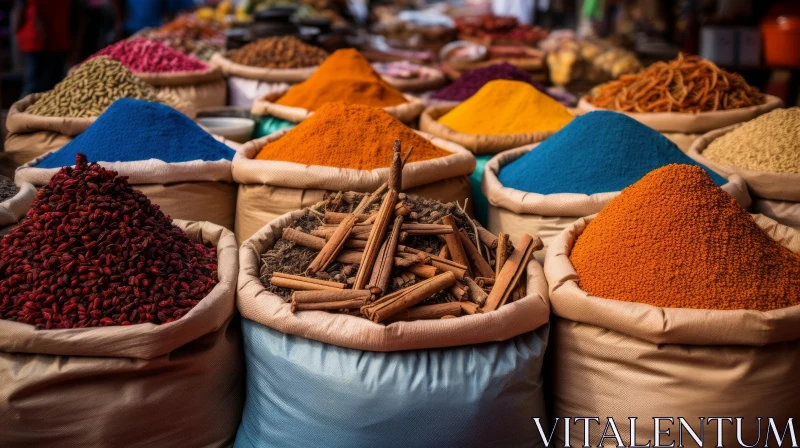 Discover the Exquisite World of Spices at an Open-Air Market AI Image