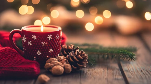 Warm Holiday Vibes with Candle and Christmas Decor