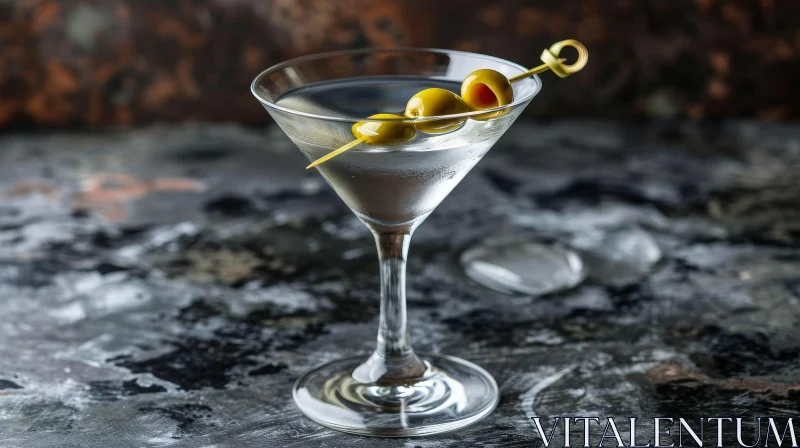 Elegant Martini Glass with Dry Martini Cocktail AI Image
