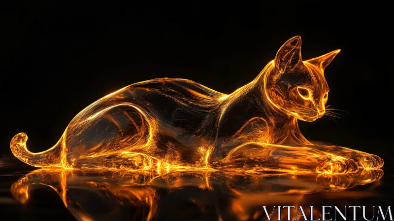 Radiant Neon Feline AI Image