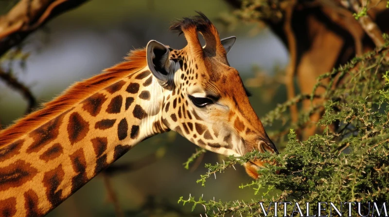 Graceful Giraffe in a Forest: Captivating Wildlife Photography AI Image