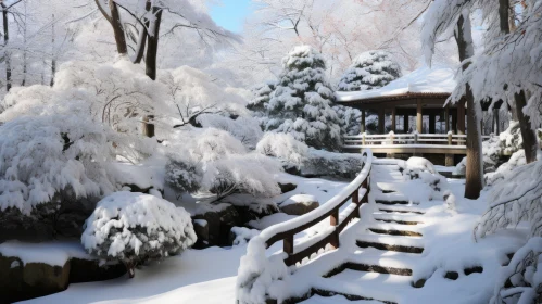 Snow Landscape Photography in a Japanese Garden