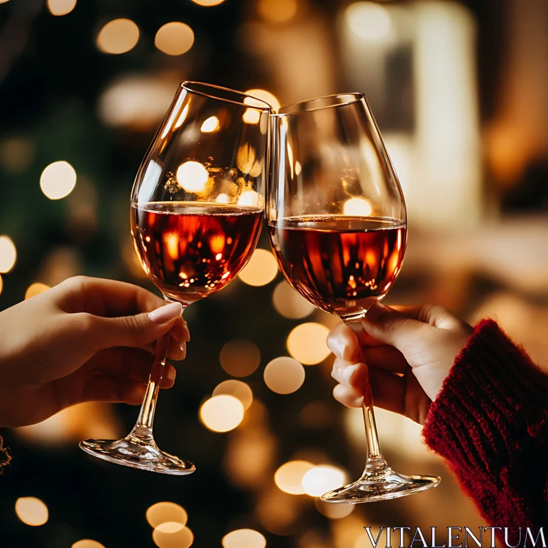 Toasting with Red Wine in a Festive Setting AI Image