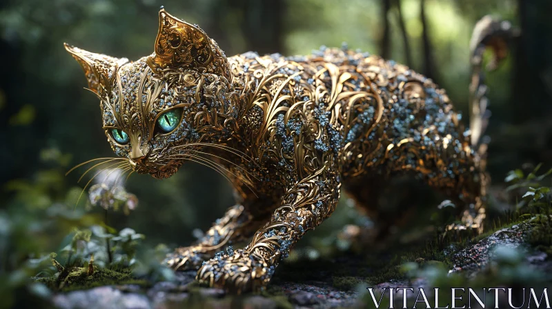 AI ART Elaborate Cat Artwork in Enchanted Forest