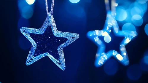 Glowing Blue Star Ornaments