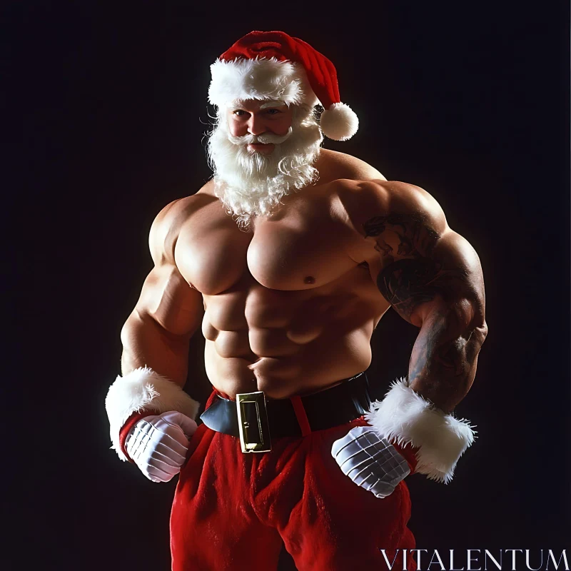 Festive Bodybuilder Santa Image AI Image