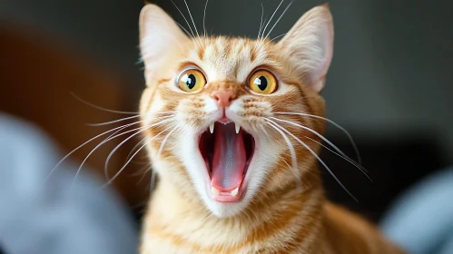 Close-Up of Surprised Ginger Cat