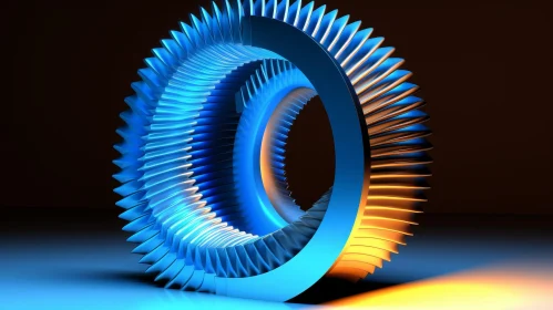 Blue and Gold 3D Turbine Illustration