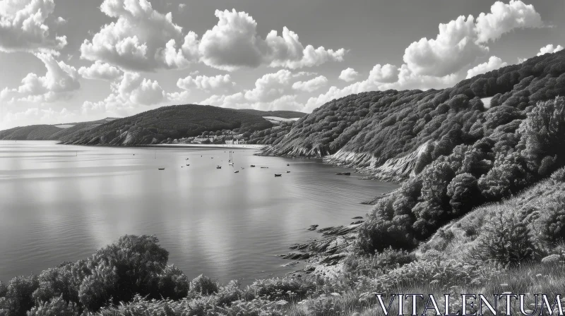 Captivating Landscape: Serene Bay with Picturesque Town AI Image