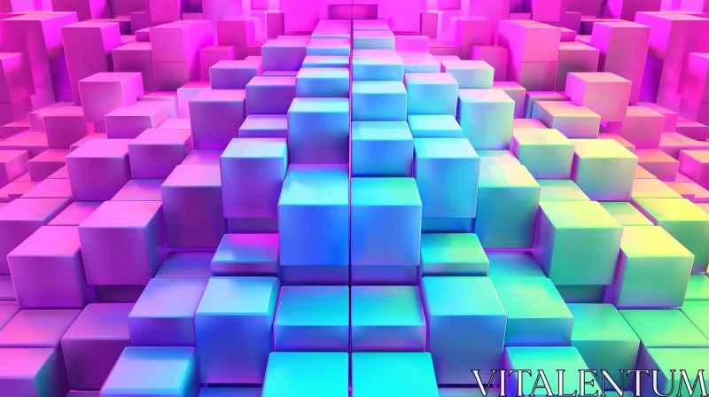 Colorful Geometric 3D Rendering with Gradient Background AI Image