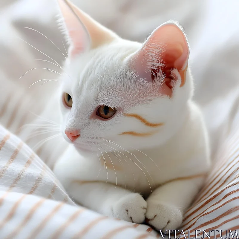 Cozy Feline Moments: White Cat with Soft Fur AI Image