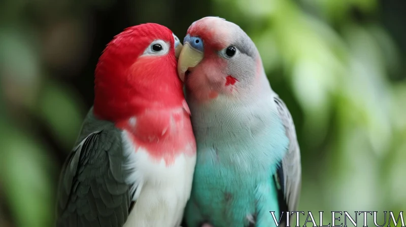 Enchanting Encounter: Two Parrots in a Captivating Display of Colors AI Image