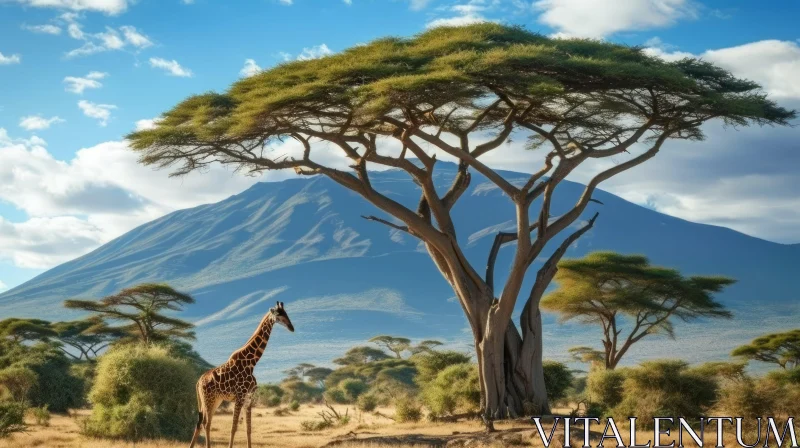 Majestic Giraffe in a Green Field - Nature Photography AI Image