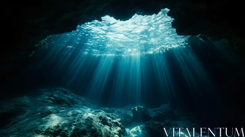 Sunlit Ocean Cave AI Image