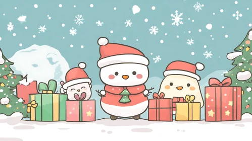 Holiday Snowman and Friends