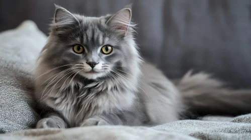 Striking Grey Cat with Yellow Eyes