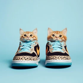 Cute Kittens Peeking from Fashionable Shoes