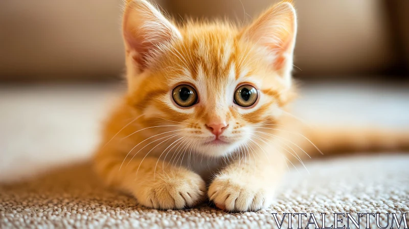 Cute Ginger Kitten Close-Up AI Image