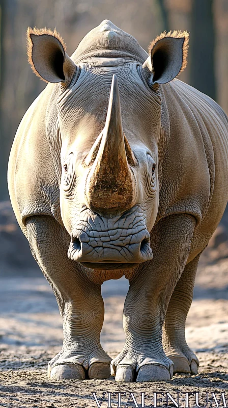 Rhinoceros in Sunlit Majesty AI Image