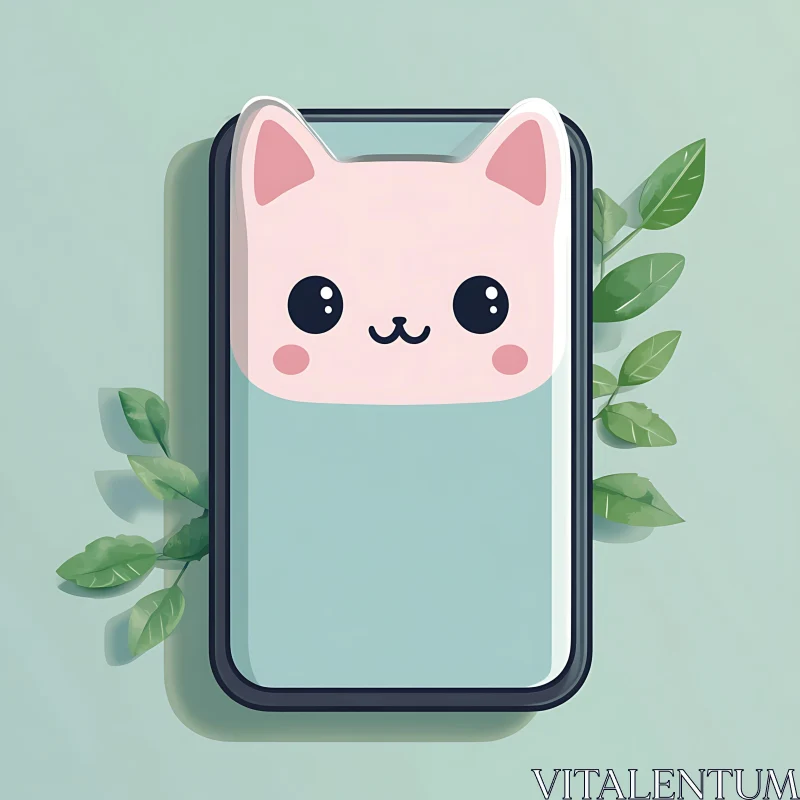 Cute Cat Phone Case Design AI Image